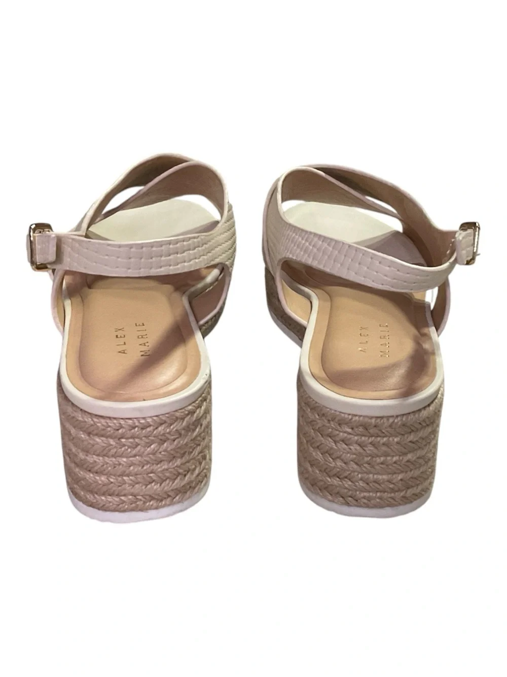 Alex Marie Milo Soft Gold Textured Leather Espadrille Wedges - Size 9,5 M